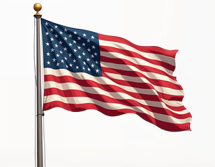 Obraz premium Flying American flag in the flag pole png US flag png flag US flag with base stand flag of united states of america transparent background