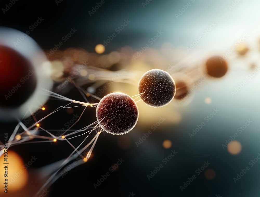 Poster abstract representation of molecular structures illustrating connections and interactions in a scien