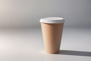 Mock up of a brown paper coffee cup. Empty mock-up