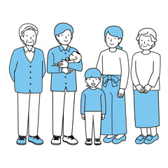 家族2世帯イラスト素材