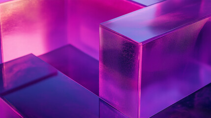 abstract purple background with cubes, glass cube