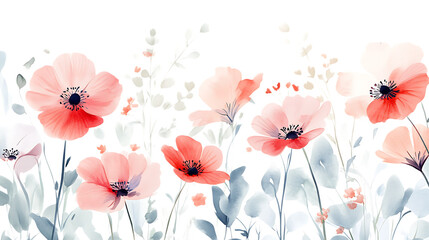 Watercolor poppies floral design