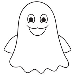 Boo, scary ghost flat vector illustration for Halloween, cartoon character for holiday. 