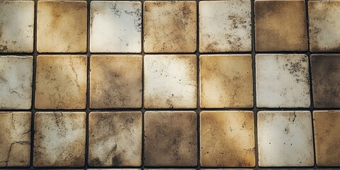 Close-up view of a vibrant tiled floor, where each unique tile boasts varied textures and hues from light beige to deep jewel tones, creating an intricate, artful mosaic