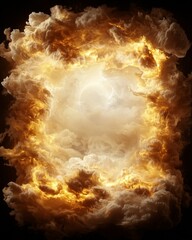 Dramatic Fiery Cloud Formation with Luminous Center, Showcasing Power and Energy in Nature