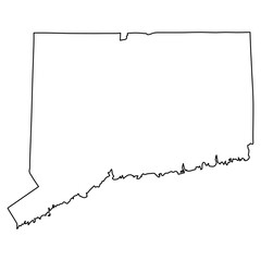 Sleek Connecticut Outline Minimalist State Map in Black Silhouette