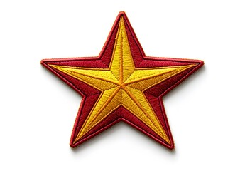Fototapeta premium Red and gold embroidered star shaped patch