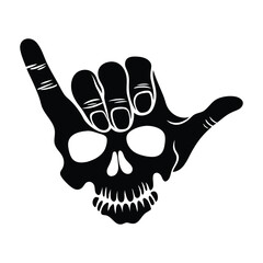 Skull and Shaka Hand Gesture &ndash; Bold Vector Illustration