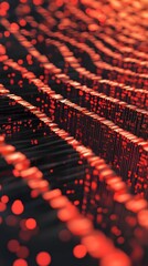 Fototapeta premium Abstract Red Data Streams: A visually captivating image showcasing data streams with glowing red lights against a dark background, creating a dynamic and technological ambiance.