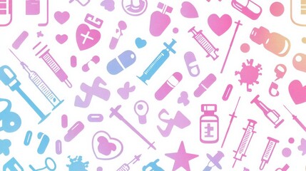 Colorful Medical and Healthcare Icons Pattern for Background and Design Use