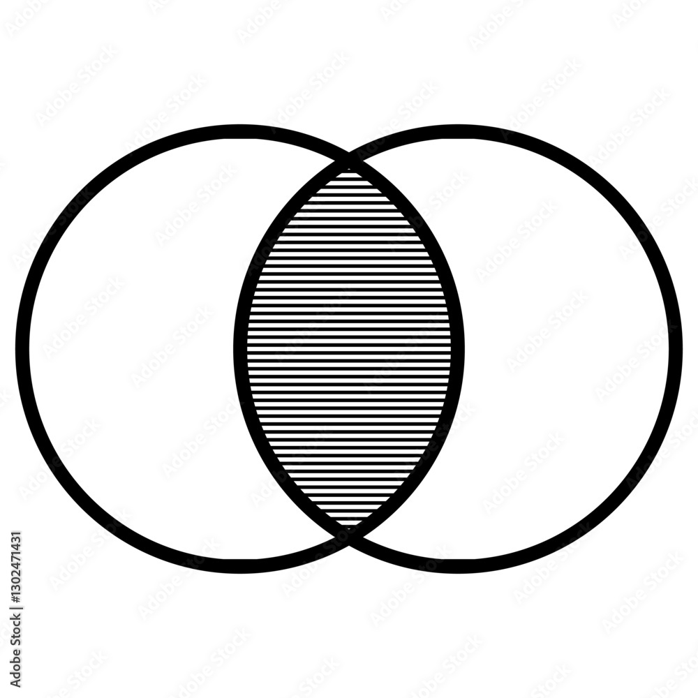 Poster Sleek Black Venn Diagram Intersection Pattern in Simple Design