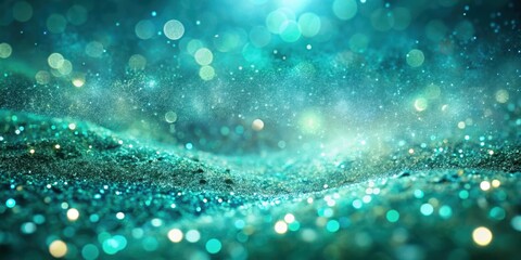 Obraz premium Glittering aqua mint landscape with swirling teal green sparks, iridescent, shimmering, iridescent