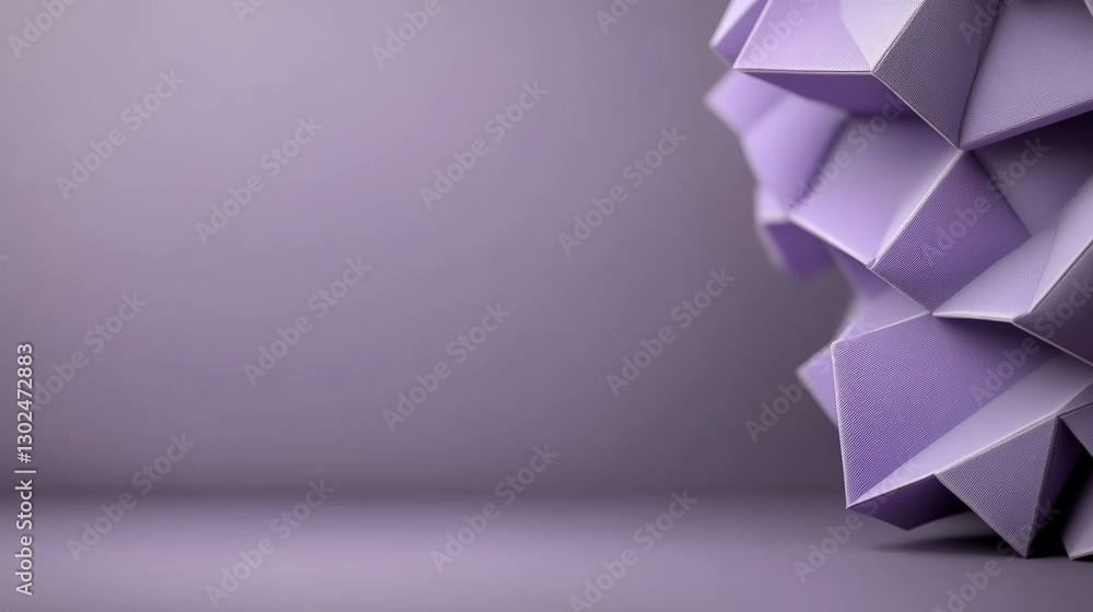 Aufkleber abstract geometric design with folded paper shapes in shades of lavender creating a modern artistic 