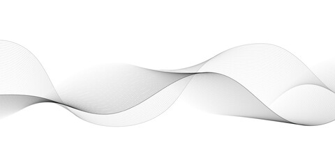 Vector wavy grey lines flowing smooth digital futuristic technology curve ocean black gradient color on transparent background. Design for technology, science, music, sound, banner, poster, modern.