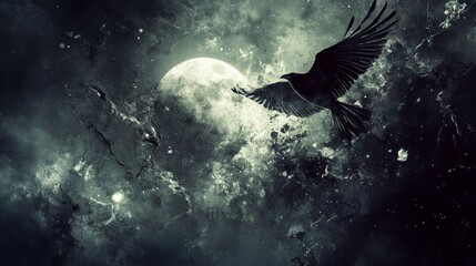 Raven's Night Flight: A Mystical Moonlit Escape