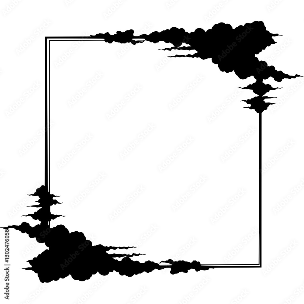 Poster cloud frame illustration: a simple, minimalist black cloud frame perfect for adding text or images t