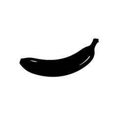 Banana Silhouette: A sleek, black silhouette of a ripe banana, conveying simplicity, minimalism, and the essence of a classic fruit.