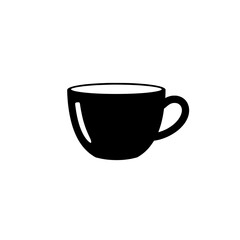 Elegant Coffee Cup Silhouette: A minimalist black silhouette of a coffee cup, perfect for designs.
