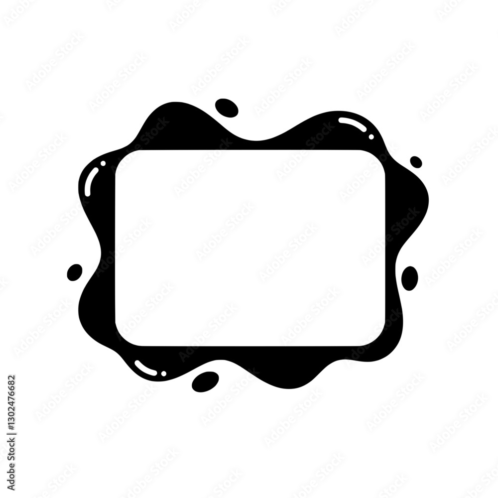 Aufkleber Elegant Frame with Splashes: A minimalist graphic of a rectangular frame framed by organically shaped black splashes and blobs, offering a stylish and clean aesthetic for text or image.
