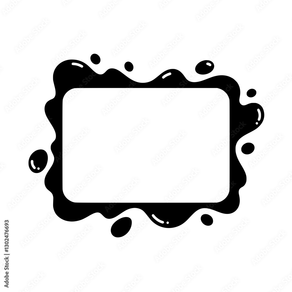 Poster splatter frame illustration: a dynamic, black splatter frame with an empty space for text, illustrat