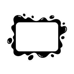 Splatter Frame Illustration: A dynamic, black splatter frame with an empty space for text, illustration, or any creative design element. Perfect for logos, posters, and website elements. 