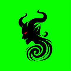 Dark Demon Silhouette with Horns - Evil Spirit Vector Art