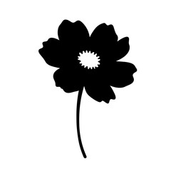 Blooming Silhouette: A striking, minimalist silhouette of a cosmos flower in full bloom, its elegant petals radiating simplicity and beauty.