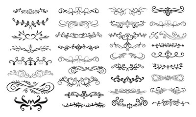 Set of decorative divider elements. text delimiters and scroll elements, ornate vintage frames, vector illustration border