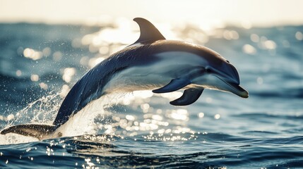 Fototapeta premium The moment the dolphin jumped out of the water