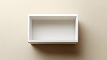 Minimalist white box on a beige background, showcasing simplicity and versatility for storage