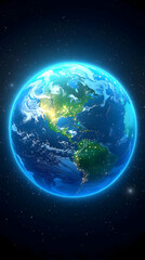Obraz premium Earth, night, space, glowing, continents, background stars, wallpaper