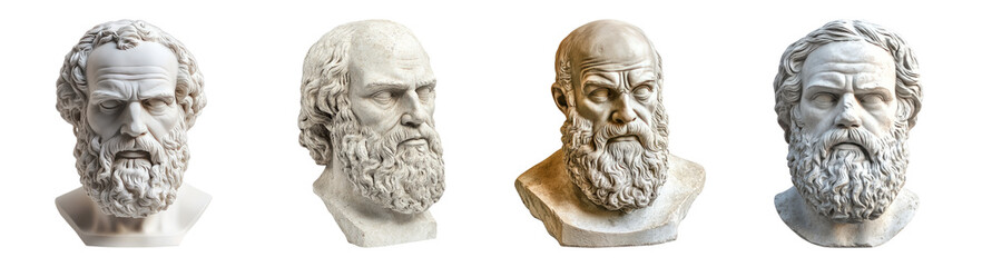 Obraz premium Detailed Sculpture Portraits of Ancient Philosopher with Beard
