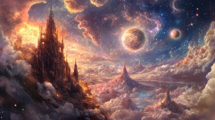 Celestial Castle: A Fantasy Realm Above the Clouds
