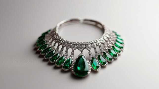 stunning necklace featuring emerald gemstones and intricate diamond detailing, perfect for elegant occasions and showcasing luxury