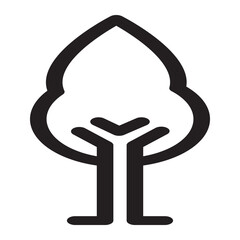 Tree icon with a heart-shaped canopy, symbolizing love for nature and environmental care.