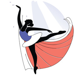 Elegant Ballerina Silhouette Performing Graceful Dance Pose © TAIFUR