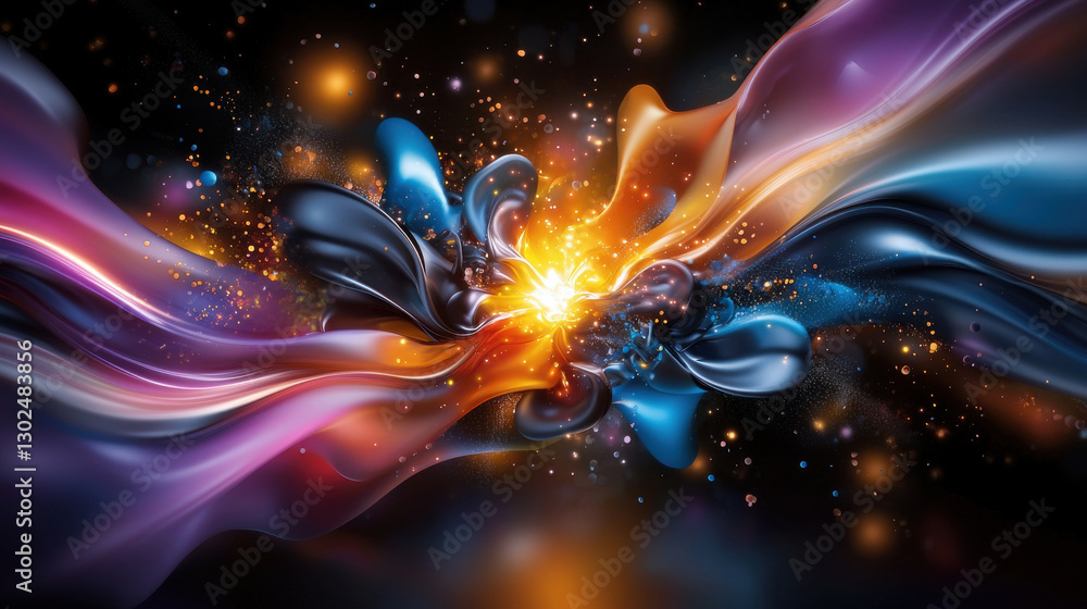 Aufkleber colorful abstract design with flowing shapes and bright light effects, creating dynamic and energeti