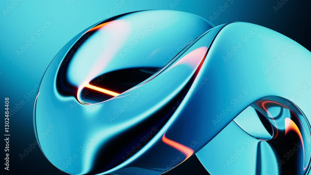 Poster abstract blue gradient glass background with smooth transitions of color, 3d rendering.