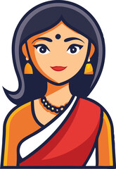 Friendly Indian woman in traditional sari, perfect for cultural representation.