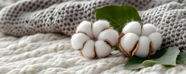 Cotton blooms on knit fabric