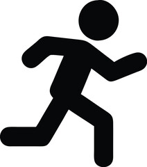 Running Silhouette Icon - Black and White
