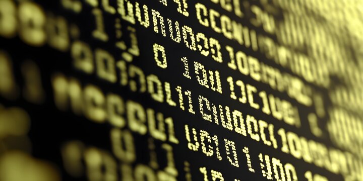 Digital Matrix: Immerse in the digital world through close-up shot that unveils intricate code and numbers cascade across the computer screen, highlighting the technological and data-driven era