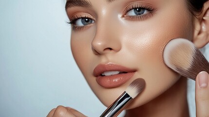 Applying makeup techniques beauty studio tutorial content indoor setting close-up view skincare and cosmetics insights for glowing skin