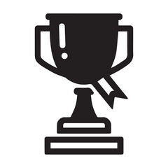 A vector icon design of a trophy cup silhouette on a white background.