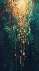 Digital Cascade: A stunning visual representing data flow and technological advancements, featuring a cascade of luminous digital elements against a complex and colorful abstract landscape.
