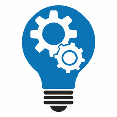Modern Invention Concept Light Bulb and Gear Silhouette Vector.