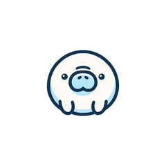 cute dugong wild animal logo vector illustration template design