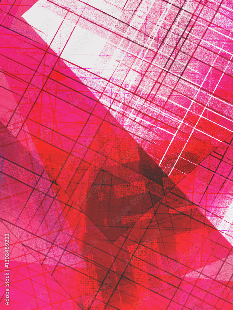 Poster abstract red background with geometric pattern, grunge texture red background