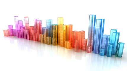 Obraz premium A 3D bar chart with an upward trend, symbolizing advertising growth and successful marketing campaigns, isolated on a white background.