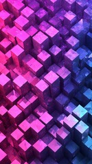 Neon Cube Abstraction: Captivating digital artwork presenting a vivid array of multicolored, three-dimensional cubes arranged in a visually striking pattern.